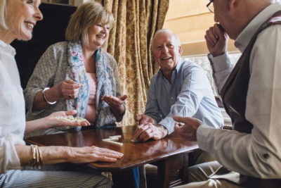 residents at retirement community doing activities