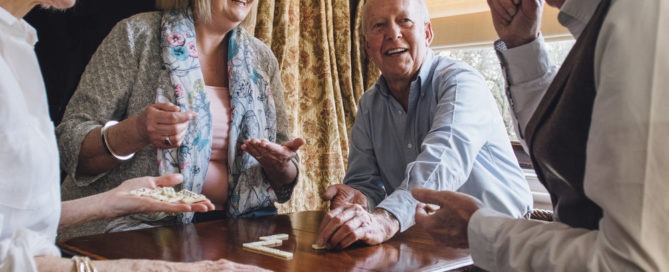 residents at retirement community doing activities