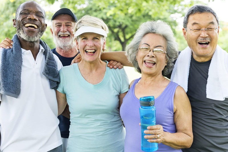 Group of happy and healthy elder adults.