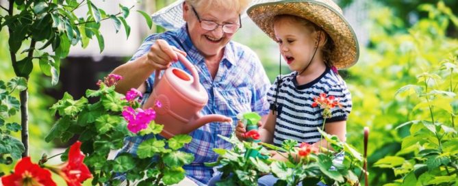 Senior gardening with her Grand Daughter is one of the activities residents look forward this spring